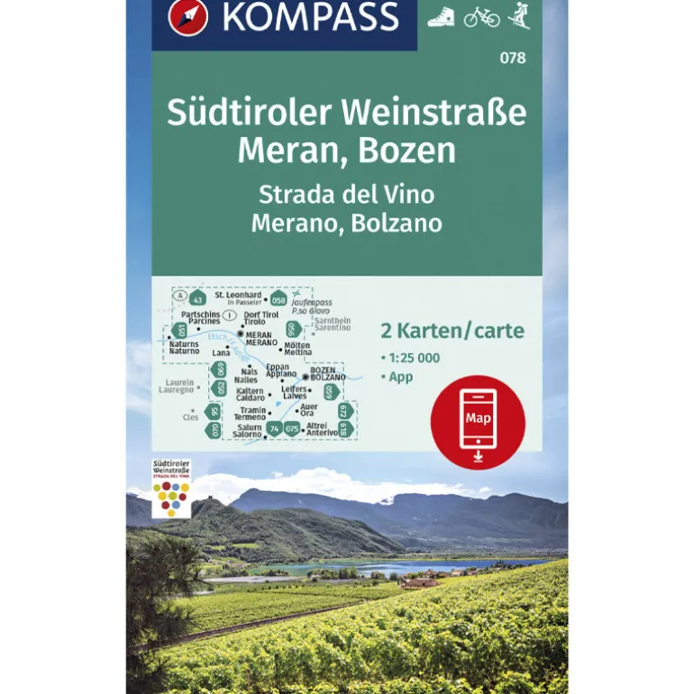 Cartina escursionistica Strada del Vino - Merano, Bolzano 1:25000