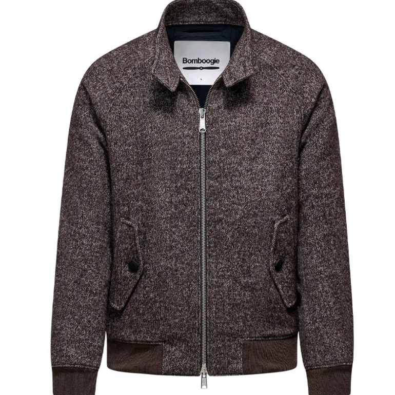 Giacca uomo bomber lana spigato